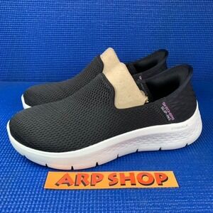 SKECHERS GO WALK SLIP-INS Women`s Size 8 Black White Walking Shoes 124963W